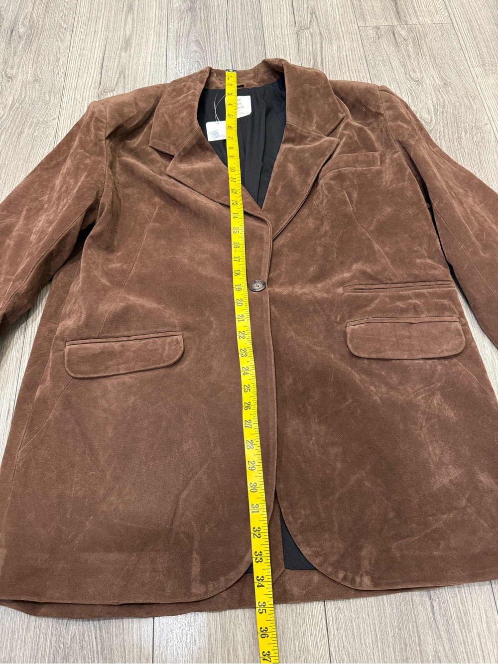 NWT Free People Paper Cut Faux Suede Blazer BROWN BEAR SZ L - Picture 7 of 10